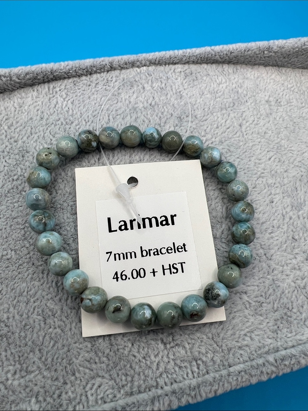 7mm Beaded Bracelet - Natural Larimar Stones